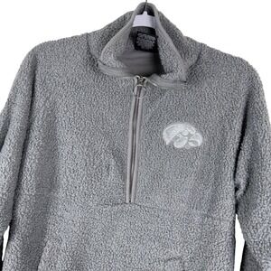 Colosseum Womens S Iowa Hawkeyes Gray Sherpa‎ Fleece 1/4 Zip Pullover Sweatshirt